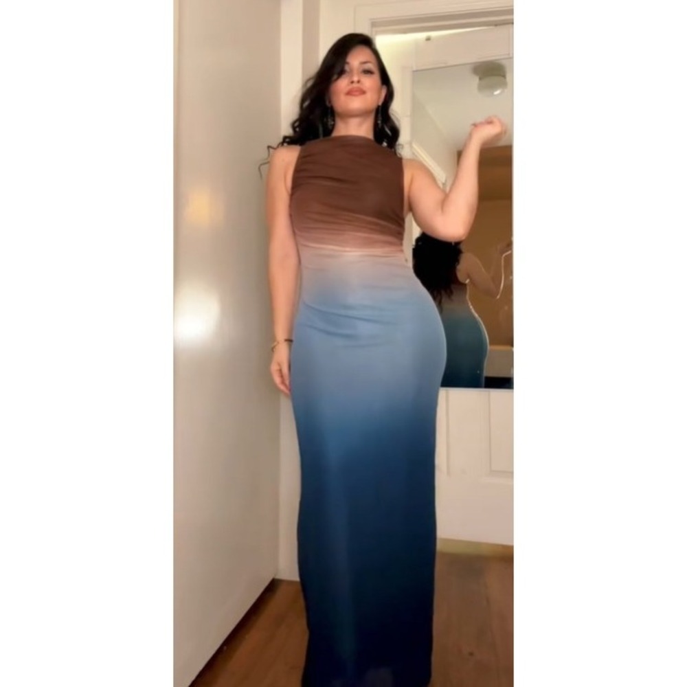 Micas Sleeveless Maxi Dress Ombre Bodycon Evening Party Dress Size XL